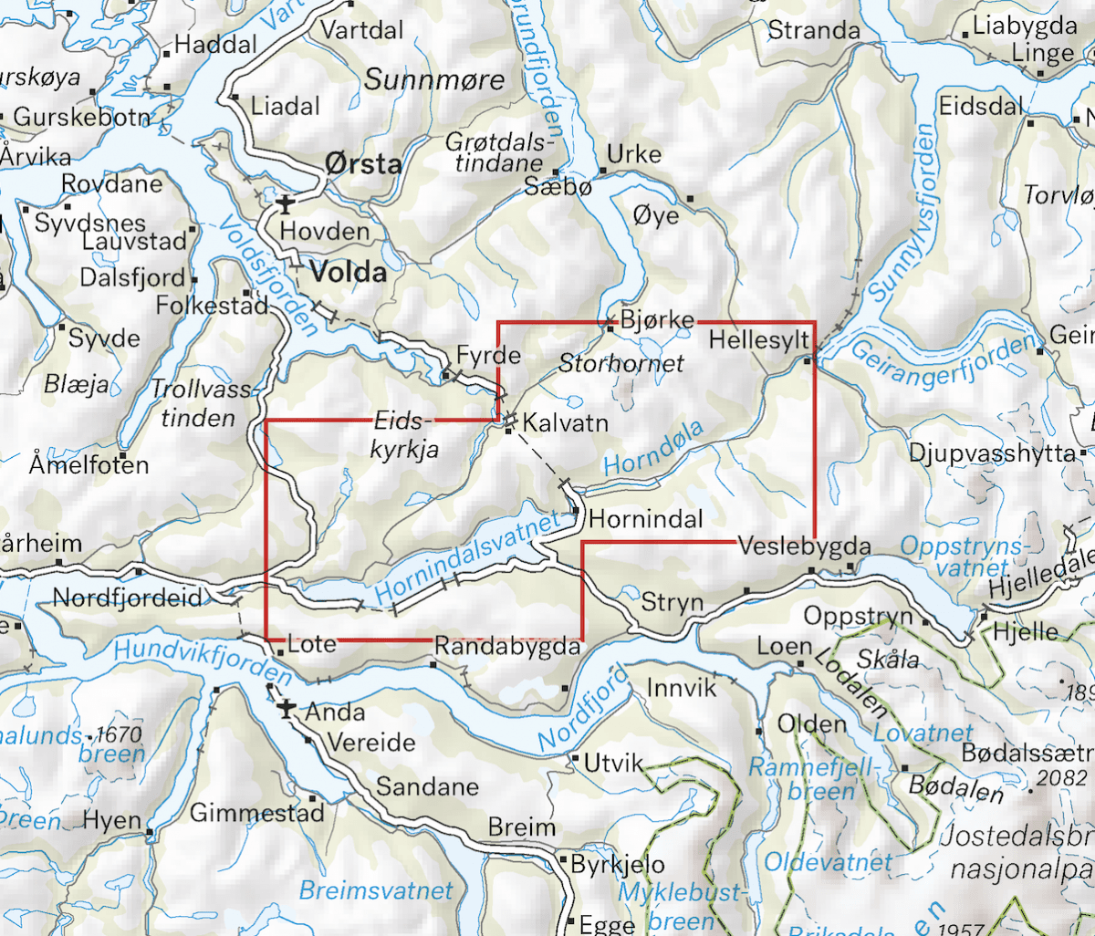 Høyfjellskart Hornindal 1:25.000