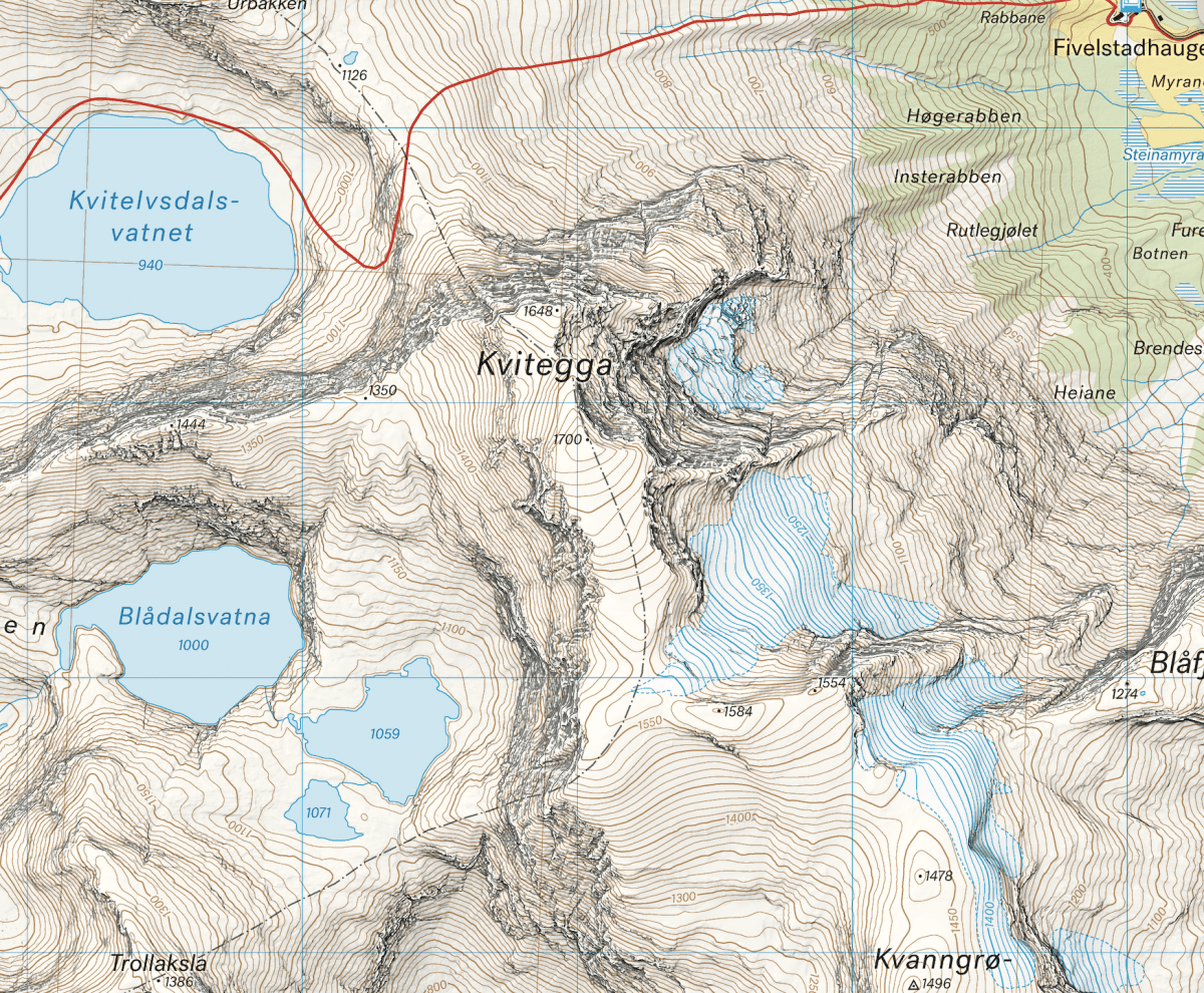Høyfjellskart Hornindal 1:25.000