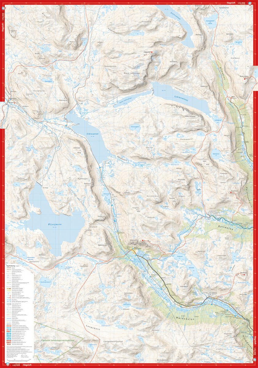 Høyfjellskart Hemsedal 1:25 000