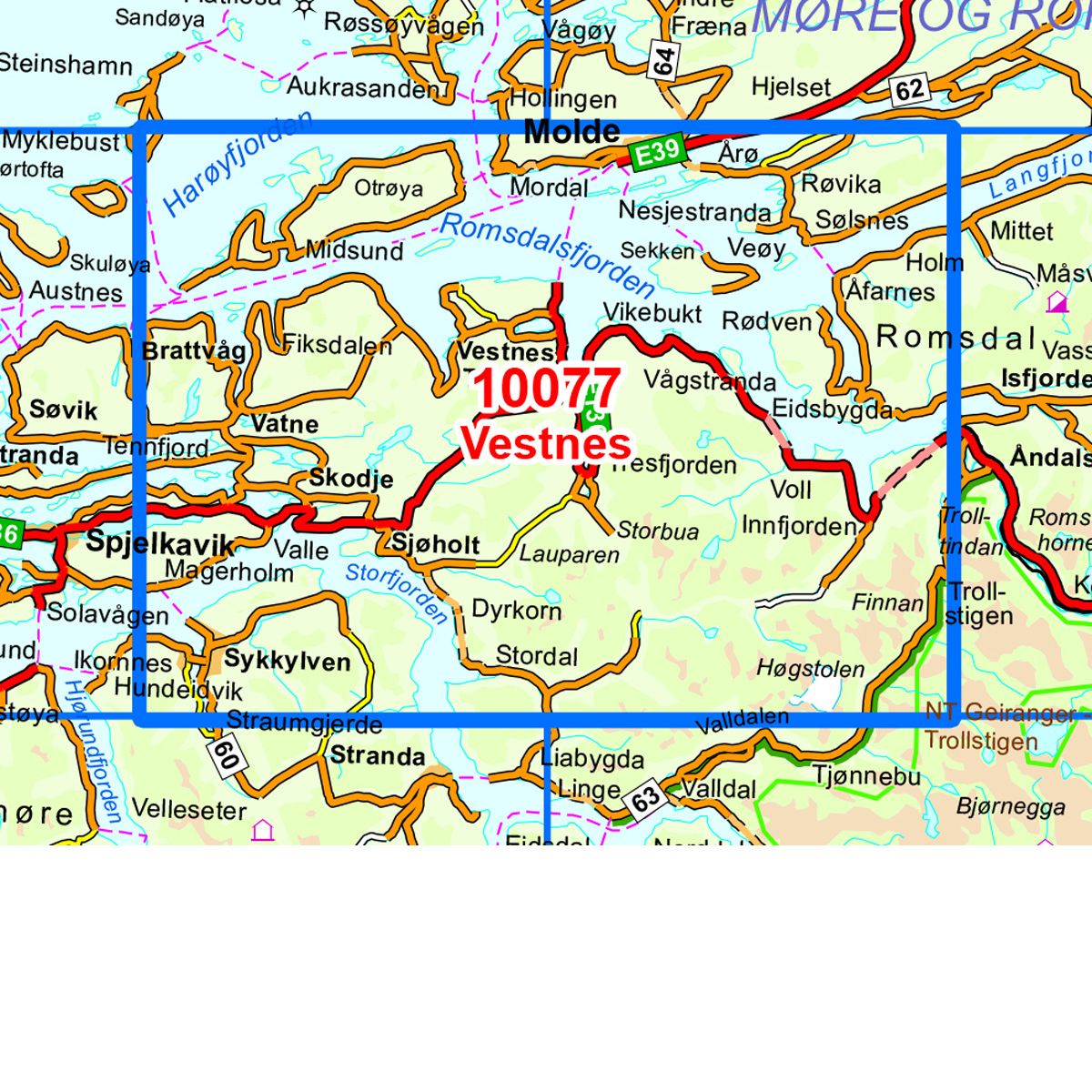 Kart Turkart-serien Romsdalsfjorden