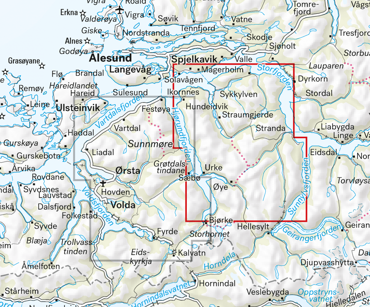 Høyfjellskart Sunnmøre: Stranda & Slogen 1:30.000